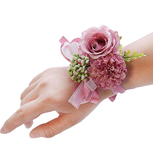 Egurs Hochzeit Braut Brautjungfer Blumenstrauß Handgelenk Corsage Handgelenk Blume Strauß Dekoration Helles Lila von Egurs