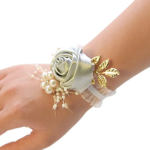 Egurs Hochzeit Handgelenk Blumen mit Perle Frau Armband Hand Blumen für Hochzeit Prom Rosa von Egurs