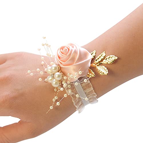 Egurs Hochzeit Handgelenk Blumen mit Perle Frau Armband Hand Blumen für Hochzeit Prom Rose Rot von Egurs