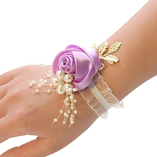 Egurs Hochzeit Handgelenk Blumen mit Perle Frau Armband Hand Blumen für Hochzeit Prom milchig weiß von Egurs