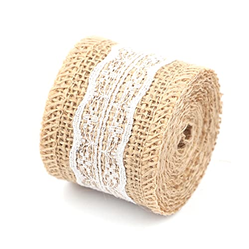 Egurs Juteband mit Spitze Weiß Vintage Spitzenband Sackleinen Band Rolle 5 cm 2 Meter Schleifenband Dekoband aus Jute Natür Tischdeko Geschenke Deko für Handwerk Hochzeit DIY Scrapbook Haus Deko 1# Egurs Juteband mit Spitze Weiß Vintage Spitzenband Sackleinen Band Rolle 5 cm 2 Meter Schleifenband Dekoband aus Jute Natür Tischdeko Geschenke Deko für Handwerk Hochzeit DIY Scrapbook Haus Deko 1# von Egurs