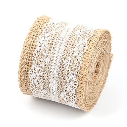 Egurs Juteband mit Spitze Weiß Vintage Spitzenband Sackleinen Band Rolle 5 cm 2 Meter Schleifenband Dekoband aus Jute Natür Tischdeko Geschenke Deko für Handwerk Hochzeit DIY Scrapbook Haus Deko 5# Egurs Juteband mit Spitze Weiß Vintage Spitzenband Sackleinen Band Rolle 5 cm 2 Meter Schleifenband Dekoband aus Jute Natür Tischdeko Geschenke Deko für Handwerk Hochzeit DIY Scrapbook Haus Deko 5# von Egurs
