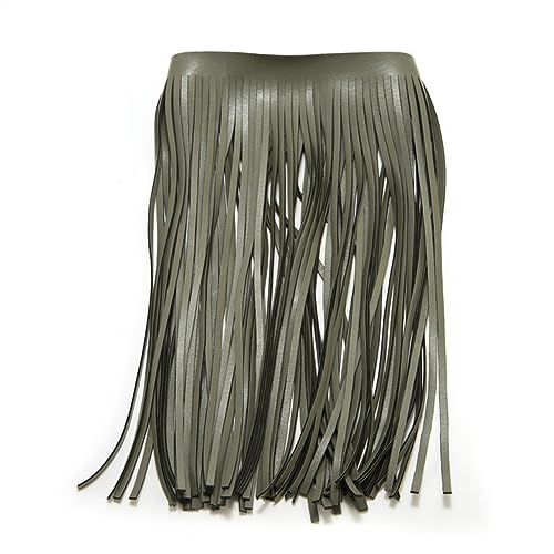 Egurs Leder Fransenborte 7 Meter Schnittfranse Leder Quasten Fransen Band Fransenband Dekoband Nähen Quaste Zierband Zierborte Rock Kleidersack DIY Saum Kleid Garment Apparel Handwerk dunkelgrün 10cm von Egurs