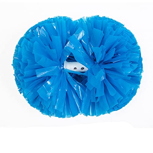 Egurs Professional Cheerleading Pom Poms 2 Stück Kunststoff Cheerleader Pompons Handblumen mit Griff Sport Cheers Ball Puschel Tanzpuschel für Tanzparty Sport Wettbewerb Team Geist Blue 26cm von Egurs