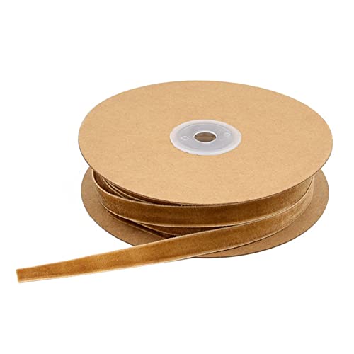 Egurs Samtband 20 Meter/Rollen 10mm Dekoband Geschenkband aus Samt Schleifenband zum Deko Zierborte Borte Band Schmuckband DIY Crafts Dekoration Samtborte Khaki 10mm von Egurs