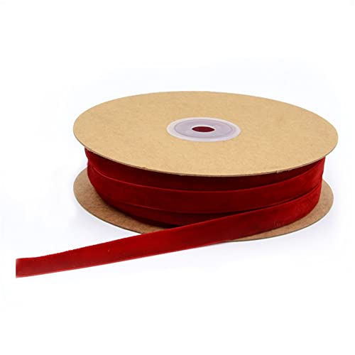 Egurs Samtband 20 Meter/Rollen 10mm Dekoband Geschenkband aus Samt Schleifenband zum Deko Zierborte Borte Band Schmuckband DIY Crafts Dekoration Samtborte Rot 10mm von Egurs