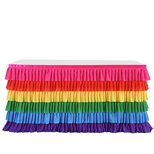 Egurs Tischrock 5 Schichten Romantische Tüll Tisch Rock Tischdekoration für Party Hochzeit Geburtstagsfeier Baby Dusche Babyparty Valentinstag Dekoration Regenbogenfarben 1.83m*0.77m Egurs Tischrock 5 Schichten Romantische Tüll Tisch Rock Tischdekoration für Party Hochzeit Geburtstagsfeier Baby Dusche Babyparty Valentinstag Dekoration Regenbogenfarben 1.83m*0.77m von Egurs