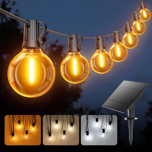 Ehaho 3-Farbige Lichttemperatur Lichterkette Außen Solar | 7.6M 20+3 LED G40 Solar Lichterkette Outdoor mit Warmweiß Neutralweiß Kaltweiß | IP65 Wasserdicht für Balkon Garten Party Terrasse Hof von Ehaho