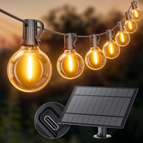 Ehaho Solar Lichterkette Aussen | 7.6M Lichterkette Außen Solar mit IP65 Wasserdicht | 20+3 LED G40 Solarlichterkette mit 4 Modus | 2700K Warmweiß ist geeignet für Balkon Garten Party Terrasse Hof von Ehaho