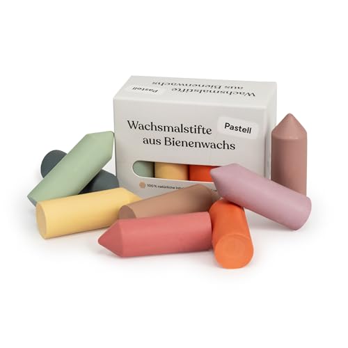 Ehrenkind® Wachsmalstifte aus Bienenwachs | 8er Pack Pastellfarben | 100% natürlich Buntstifte | Öko Stifte für Kleinkinder ab 1 Jahr | sicher in Lebensmittelqualität | Made in EU | Malstifte von Ehrenkind