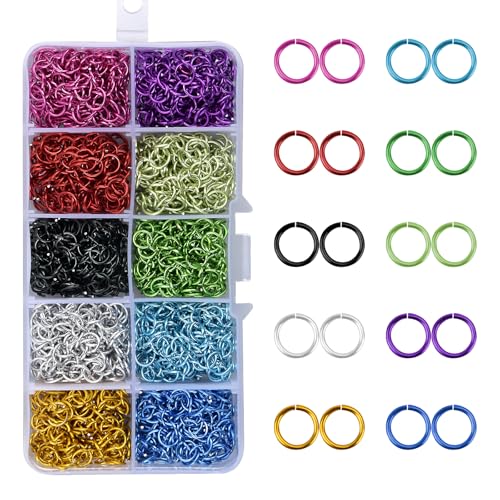 2250 Stück SchlüSselringe, Mini Karabiner, Biegeringe, SchlüSselringe 6mm, 10 Farben Offene Ringe für Halskette Armband SchlüSsel DIY Schmuck Machen 2250 Stück SchlüSselringe, Mini Karabiner, Biegeringe, SchlüSselringe 6mm, 10 Farben Offene Ringe für Halskette Armband SchlüSsel DIY Schmuck Machen von Ehuihuan