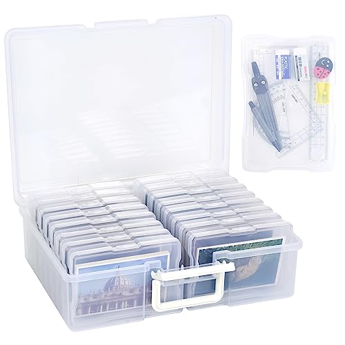 Fotoboxen, Foto Schachtel Aufbewahrung mit 16 Innenboxen für je 100 Bilder, Foto Organizer Transparent, Karten Aufbewahrungsbox Plastik, Sortierboxen Saatgut, 17x12x3cm, Total 38x31x13cm (Transparent) Fotoboxen, Foto Schachtel Aufbewahrung mit 16 Innenboxen für je 100 Bilder, Foto Organizer Transparent, Karten Aufbewahrungsbox Plastik, Sortierboxen Saatgut, 17x12x3cm, Total 38x31x13cm (Transparent) von Ehuihuan