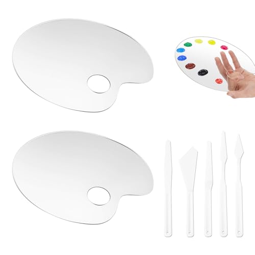 2 Stücke Mischpalette für Acrylfarben, Klare Acryl Malpalette, Kunstpalette Oval Transparent mit Daumenloch, Wiederverwendbar für Aquarell Öl- und Acrylmalerei DIY Basteln und Malprojekte, 20 * 30 cm 2 Stücke Mischpalette für Acrylfarben, Klare Acryl Malpalette, Kunstpalette Oval Transparent mit Daumenloch, Wiederverwendbar für Aquarell Öl- und Acrylmalerei DIY Basteln und Malprojekte, 20 * 30 cm von Eiaigky
