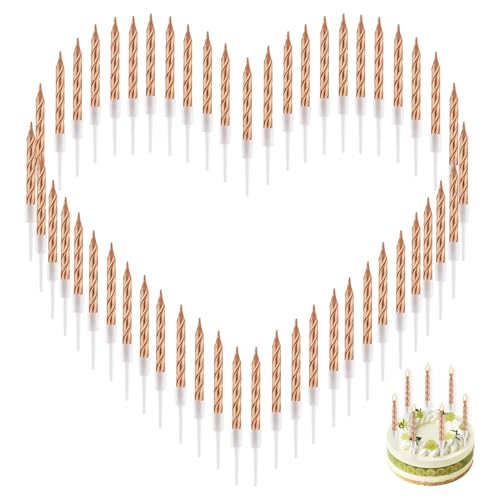 50 Stück Kerzen Geburtstagskuchen für Torte, Champagner Kerzen Deko für Mädchen und Jungen, Geburtstagsparty Tortenkerzen, Hochzeit Kuchen Dekoration, Rauchfrei und Ungiftig, Perfekt für Feiern von Eiaigky