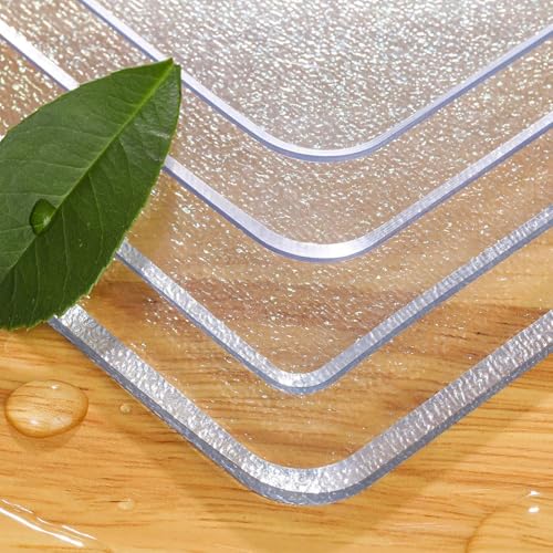 Eiauiuo PVC Tischfolie Transparent Mattiert Tischdecke 1.5mm/2.4mm Tischmatte mit Abgerundete Ecken Tischschutz Folie Wasserdicht Abwaschbar Schutzdecke Kratzfeste und Fettdicht Outdoor Tischabdeckung von Eiauiuo