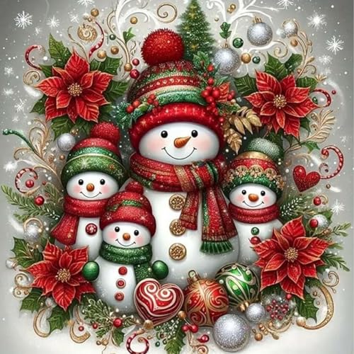 Eiazuiks Kreuzstich-Set für Weihnachten, Schneemann, Kreuzstich-Set für Erwachsene, Anfänger, komplettes Bastelset für Heimdekoration, Kreuzstichmuster, 35,6 x 35,6 cm von Eiazuiks