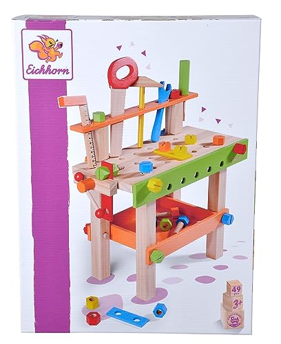 Eichhorn Werkbank aus Holz für Kinder ab 3 Jahren – Spielzeug mit Werkzeug und Zubehör – stabile Holzwerkbank zum Schrauben und Hämmern – Lernspielzeug 19 x 42 x 39 cm – Geschenkidee Jungen Mädchen Eichhorn Werkbank aus Holz für Kinder ab 3 Jahren – Spielzeug mit Werkzeug und Zubehör – stabile Holzwerkbank zum Schrauben und Hämmern – Lernspielzeug 19 x 42 x 39 cm – Geschenkidee Jungen Mädchen von Eichhorn