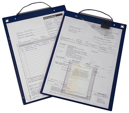 Auftragstasche "Premium" mit Dehnfalte auf der Rückseite, DIN A4, inkl. Klarsichttasche für Kfz-Schein und Kordel, verschweißter Klettverschluss, blau (1 VE = 10 Stück) von Eichner