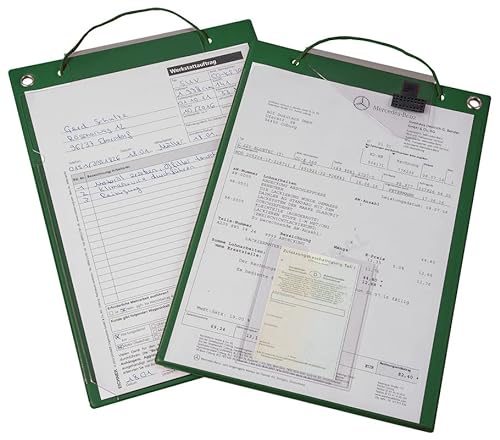 Auftragstasche "Premium" mit Dehnfalte auf der Rückseite, DIN A4, inkl. Klarsichttasche für Kfz-Schein und Kordel, verschweißter Klettverschluss, grün (1 VE = 10 Stück) von Eichner