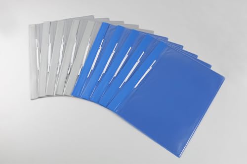 Pack mit 10/20 / 30 Stück Schnellhefter mit transparenter Deckblatthülle (blau, grau) (30, grau) von Eichner