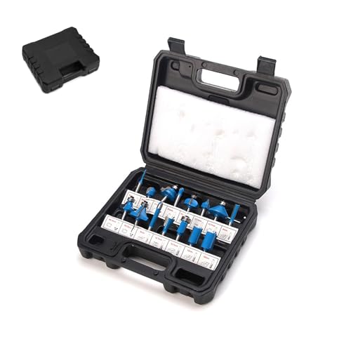 15-teiliges Fräser-Bit-Set, 1/4-Zoll-Schaft, Wolframkarbidspitze, Fräser, Holzbearbeitung, gemischte Frässäge, Schneider, Werkzeug-Set, Aufbewahrungskoffer für Holzbearbeitung, Kanten, für Handarbeit von Eidoct