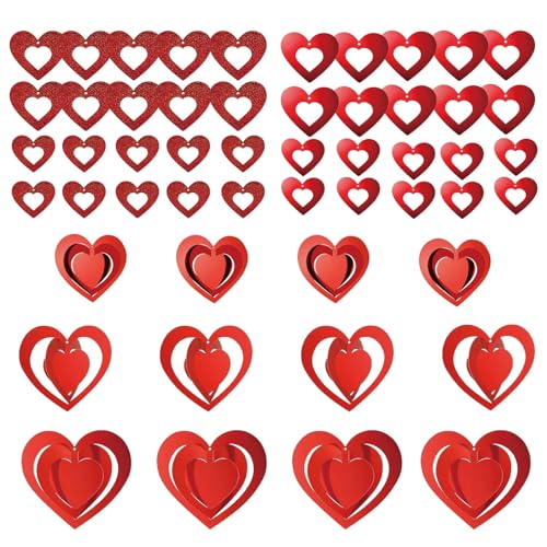 52 Stück Herz Dekorationen Hängend, Valentinstag Dekoration Kit, 3D Rote Herzen Hängende Banner, Ausgehöhlte Herz Dekoration für Hochzeit Verlobung Jahrestag 52 Stück Herz Dekorationen Hängend, Valentinstag Dekoration Kit, 3D Rote Herzen Hängende Banner, Ausgehöhlte Herz Dekoration für Hochzeit Verlobung Jahrestag von Eidoct