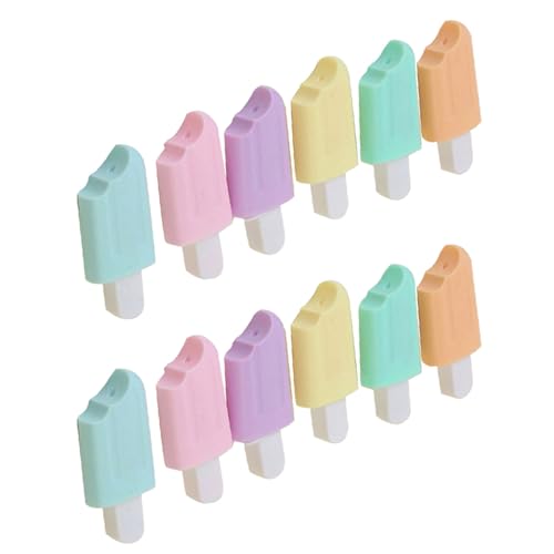 Eieenotee 12X Kawaii Textmarker, Neonfarben-Marker, 6 Zeichenstifte, Cartoon-Eiscreme-Form von Eieenotee