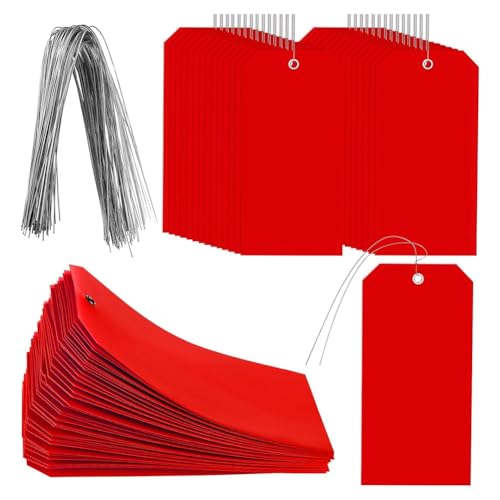Eieenotee 200 Stück 4 3/4 X 2 3/8 Kunststoff-Versandetiketten, Leere Beschriftungsetiketten mit Drähten von Eieenotee