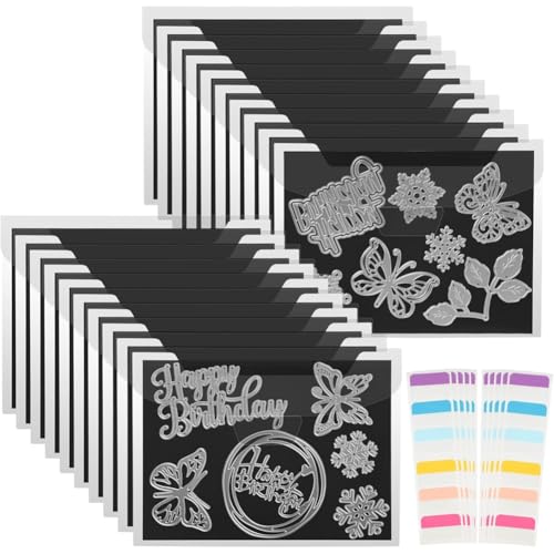Eieenotee 40 PCs Magnetic -Würfel -Speicherblätter 20 Doppelseitige Magnetblätter + 20 Aufbewahrungstaschen Sterben für die Kartenherstellung von Eieenotee