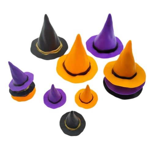 Eieenotee Mini-Hexenhut, Halloween-, Miniaturhüte, Klein, für Kuchen, Winziges Ornament, Haus, Plastikdekor, Basteldekoration von Eieenotee