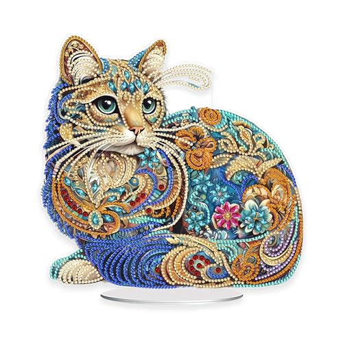 Eiflow Tabletop Special Diamond Craft Painting Kit Tier, 23,9 x 23,9 cm, Katzen-Edelstein-Malerei-Kunst-Set für Erwachsene, DIY-Diamant-Schreibtisch-Platzierung, Ornament, Box-Paket, DPSTAND001 Eiflow Tabletop Special Diamond Craft Painting Kit Tier, 23,9 x 23,9 cm, Katzen-Edelstein-Malerei-Kunst-Set für Erwachsene, DIY-Diamant-Schreibtisch-Platzierung, Ornament, Box-Paket, DPSTAND001 von Eiflow