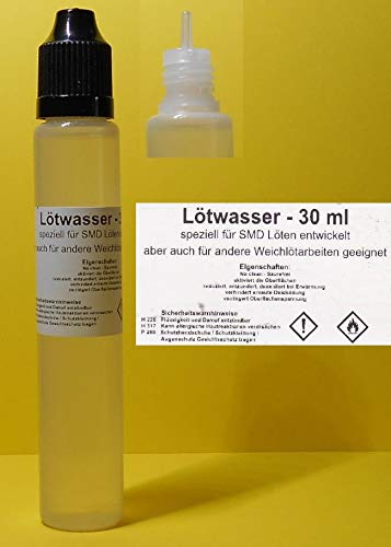 30 ml Lötwasser (FLUX), Flussmittel speziell für SMD hohe Industriequalität (no clean,säurefrei) Weichlöten - in langer Dosierflasche mit feiner Spitze von Eigenmarke