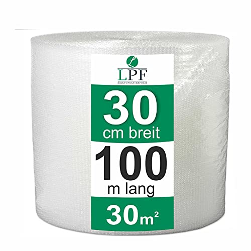 dieLUFTPOLSTERFOLIE Luftpolsterfolie 30cm x 100m Verpackungsfolie Luftpolster Rolle Blisterfolie Noppenfolie Polsterfolie Umzug 30cm Knallfolie Polstermaterial Versand Transparent Umzugfolie 100 von Eigenmarke