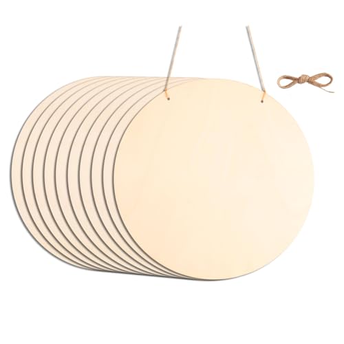 Eighosee 12-Holzkreise zum Basteln, Unbehandeltes, Blankes Türschild, DIY-Holzkreise zum Bemalen für Holzbrennen, 10 Stück Eighosee 12-Holzkreise zum Basteln, Unbehandeltes, Blankes Türschild, DIY-Holzkreise zum Bemalen für Holzbrennen, 10 Stück von Eighosee