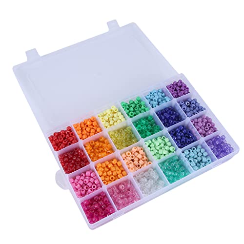 Eighosee 2880 Lochperlen, Regenbogen-Kunststoffperlen, 6 x 9 mm, 24 Farben, 4 Stile, runde Perlen-Sets, geeignet für DIY-Schmuckherstellung von Eighosee