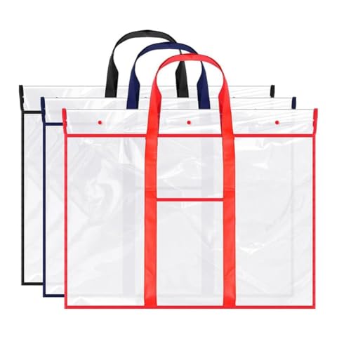 Eighosee 3er-Pack Große Poster-Aufbewahrungstasche, Pinnwandhalter, Kunst-PVC-Ordner mit Tasche, Transparenter Kunst-Portfolio-Organizer von Eighosee