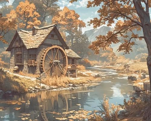 Eiialerm Kreuzstich Stickpackungen Cottage-Landschaft DIY Vorgedruckt Kreuzstich Stickbilder 11CT Sticken Set für Erwachsene Anfänger Home Decor 40x50cm von Eiialerm