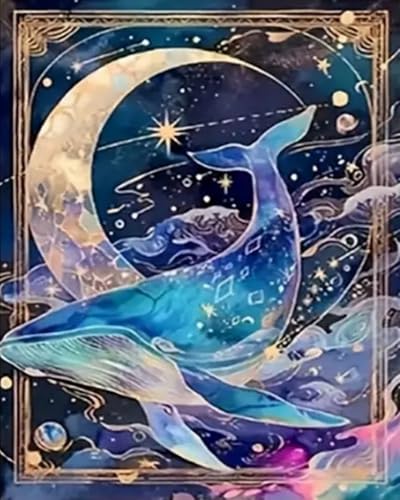 Eiialerm Kreuzstich Stickpackungen Delfin DIY Vorgedruckt Kreuzstich Stickbilder 11CT Sticken Set für Erwachsene Anfänger Home Decor 40x50cm von Eiialerm
