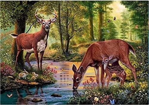 Eiialerm Kreuzstich Stickpackungen Waldtier Hirsch DIY Vorgedruckt Kreuzstich Stickbilder 11CT Sticken Set für Erwachsene Anfänger Home Decor 40x50cm von Eiialerm