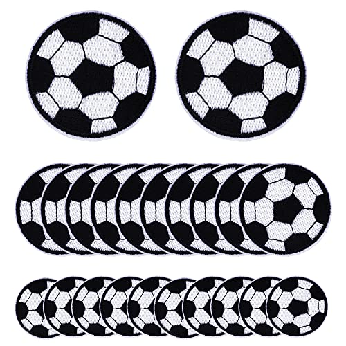 22 Stück fußball Aufnäher für Kinder, Fußball Bügeln auf Patch, Patches Zum Aufbügeln, BüGel Patch Aufnäher Set, Aufnäher mit Fußballmotiv für Jeans Rucksäcken Hut Kleider Hosen Dekoration von Homry