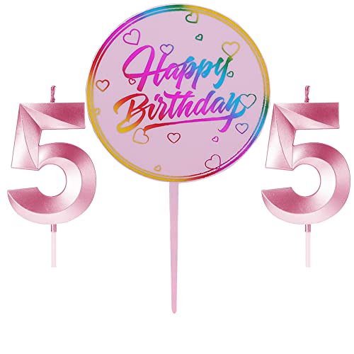 55. Geburtstag Kerzen, Rosa Geburtstagskerze Zahl, Tortenkerzen Zahlen 55, Geburtstagskerzen Nummer, Zahlenkerzen für Torte, Kuchen Topper Happy Birthday Rosa für Hochzeit Jubiläum Feier von Ein Herz