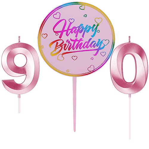 90. Geburtstag Kerzen, Rosa Geburtstagskerze Zahl, Tortenkerzen Zahlen 90, Geburtstagskerzen Nummer, Zahlenkerzen für Torte, Kuchen Topper Happy Birthday Rosa für Hochzeit Jubiläum Feier 90. Geburtstag Kerzen, Rosa Geburtstagskerze Zahl, Tortenkerzen Zahlen 90, Geburtstagskerzen Nummer, Zahlenkerzen für Torte, Kuchen Topper Happy Birthday Rosa für Hochzeit Jubiläum Feier von Homry