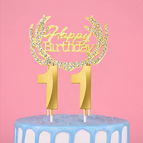 Ein Herz 11. Geburtstag Kerzen, Gold Geburtstagskerze Zahl, Tortenkerzen Zahlen 11, Geburtstagskerzen Nummer, Zahlenkerzen für Torte, Kuchen Topper Happy Birthday Gold für Hochzeit Jubiläum Feier von Ein Herz