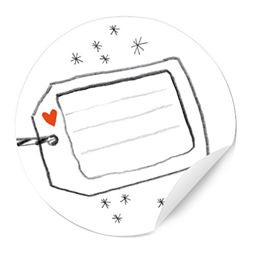 24 Sticker in Geschenk-Anhänger-Optik und Freitextfeld für Marmelade, Gewürze, Geschenke, Tischkarten, 24 schöne Etiketten, MATTE Papieraufkleber für Weihnachtsgeschenke, Bleistift Design, Weiß von Eine der Guten