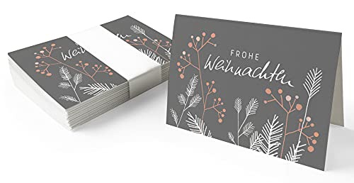 25 Geschenkanhänger frohe Weihnachten! Grau - originelle Mini Weihnachtskarten zum Weihnachtsgeschenke Beschriften, edel exklusiv individuell, A7 Recyclingpapier Klappkarten von Eine der Guten