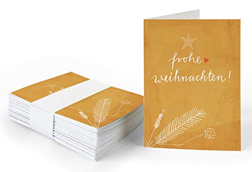 25 Geschenkanhänger frohe Weihnachten! Kupfer, originelle mini Weihnachtskarten zum Weihnachtsgeschenke Beschriften, edel exklusiv individuell, A7 Recyclingpapier Klappkarten von Eine der Guten