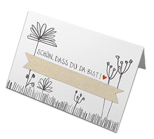 Eine der Guten 50 Tischkarten, Recyclingpapier Namenskarten, Schön, dass du da bist - Blumen Platzkarten zum beschriften für Hochzeit, Geburtstag, Kommunion, Weiß Beige Grau, klimaneutral Eine der Guten 50 Tischkarten, Recyclingpapier Namenskarten, Schön, dass du da bist - Blumen Platzkarten zum beschriften für Hochzeit, Geburtstag, Kommunion, Weiß Beige Grau, klimaneutral von Eine der Guten