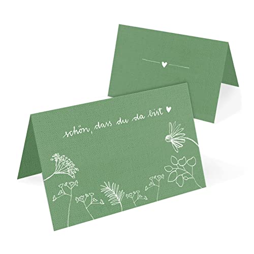 Eine der Guten 50 Tischkarten, Recyclingpapier Namenskarten, Schön, dass du da bist - Blumen Platzkarten zum beschriften für Hochzeit, Geburtstag, Taufe, Kommunion, Grün Weiß, klimaneutral Eine der Guten 50 Tischkarten, Recyclingpapier Namenskarten, Schön, dass du da bist - Blumen Platzkarten zum beschriften für Hochzeit, Geburtstag, Taufe, Kommunion, Grün Weiß, klimaneutral von Eine der Guten
