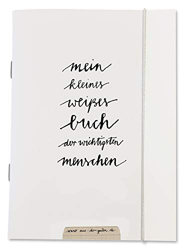 Adressbuch dotted - mein kleines weißes Buch der wichtigsten Menschen - handliches Notizbuch A6, mit Register zum Ausschneiden, innen punktiert, mit Gummiband, Recyclingpapier CO2 neutral von Eine der Guten