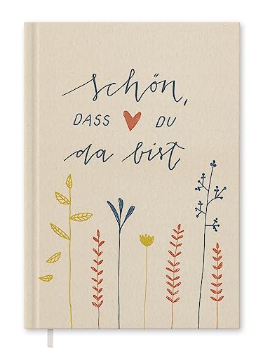 Gästebuch für Hochzeit, Geburtstag, Ferienwohnung, Taufe, Hochzeitsgästebuch Creme, Schön dass du da bist, 144 S. dickes FSC Papier, umweltfreundlich, Premium Hardcover, stabile Fadenbindung, 17x24 cm von Eine der Guten